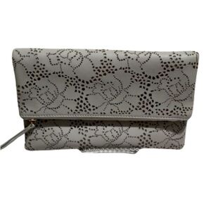 Urban Expressions Gray Vegan Leather Foldable Clutch, No Chain, Clutch Only